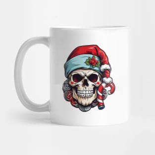 Santa Hat wearing Skull with Candy Canes Mug